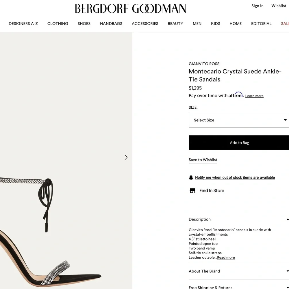 Gianvito Rossi Montecarlo Black Suede & Crystal Stiletto Heel Ankle-tie …